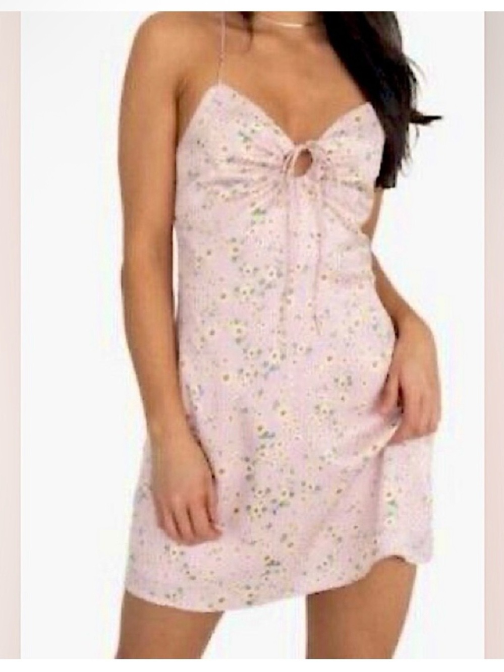 Kittenish Light Pink Floral Mini Slip Dress